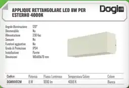 Gbc Applique rettangolare LED 8W per esterno 4000K offerta