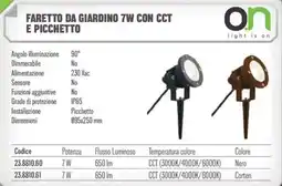 Gbc Faretto da giardino 7w con cct e picchetto offerta
