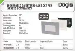 Gbc Dogi LED segnapasso da esterno luce cct per incasso scatola 503 offerta