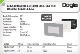 Dogi LED segnapasso da esterno luce cct per incasso scatola 503
