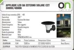 Gbc Applique led da esterno solare CCT 3000K/4000K offerta