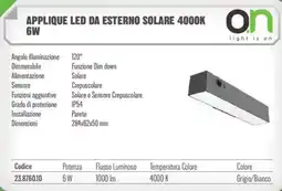 Gbc Applique led da esterno solare 4000K 6W offerta