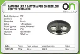 Gbc Lampada LED a batteria per ombrelloni con telecomando offerta