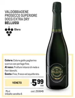 Metro Valdobbiadene prosecco superiore docg extra dry Bellussi offerta