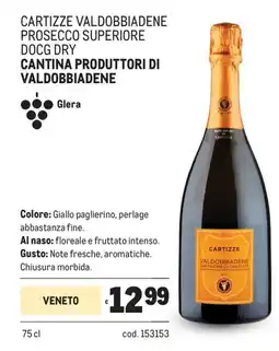 Metro Cartizze valdobbiadene prosecco superiore docg dry cantina produttori di valdobbiadene offerta