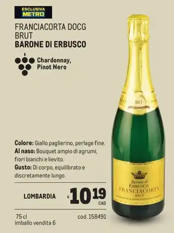 Metro Franciacorta docg brut barone di erbusco offerta