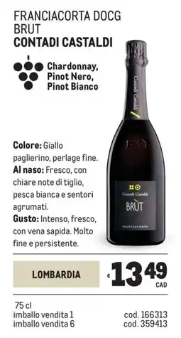 Metro Franciacorta docg brut contadi castaldi offerta