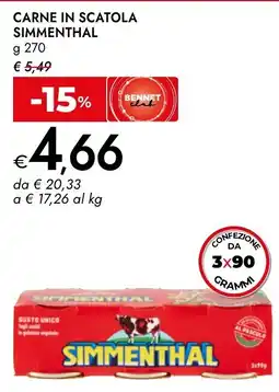 Bennet CARNE IN SCATOLA SIMMENTHAL offerta