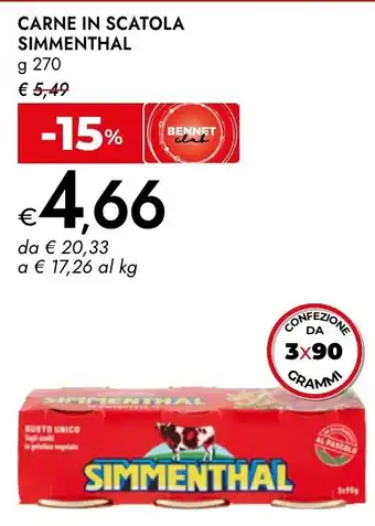 Bennet CARNE IN SCATOLA SIMMENTHAL offerta