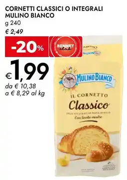 Bennet Cornetti classici o integrali Mulino Bianco offerta