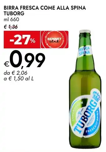 Bennet Birra fresca come alla spina Tuborg offerta