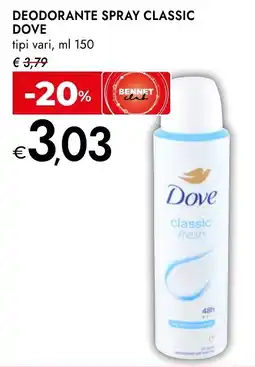 Bennet DEODORANTE SPRAY CLASSIC DOVE offerta