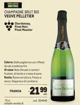 Metro Champagne brut bio veuve pelletier offerta