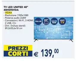 Esselunga TV LED UNITED 40 40HS90VDA offerta