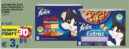 Esselunga BUSTINE PER GATTI FELIX SENSATION O DOUBLY DELICIOUS PURINA offerta
