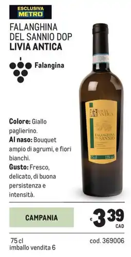 Metro Falanghina del sannio dop Livia Antica offerta