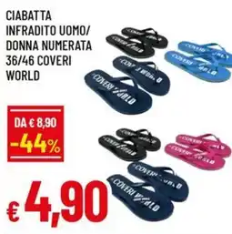 Famila CIABATTA INFRADITO UOMO/DONNA NUMERATA 36/46 COVERI WORLD offerta