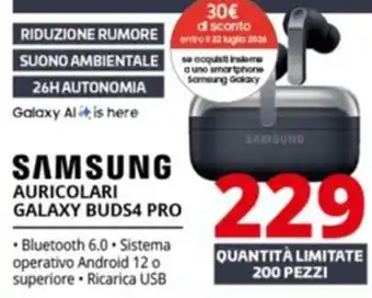 Comet Samsung auricolari galaxy buds4 pro offerta