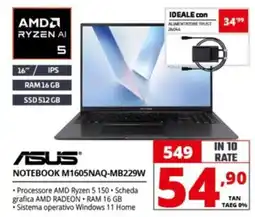 Comet ASUS NOTEBOOK M1605NAQ-MB229W offerta
