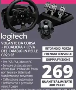 Comet logitech VOLANTE DA CORSA + PEDALIERA + LEVA DEL CAMBIO IN PELLE G923 SE offerta