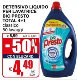 Il Gigante Detersivo liquido per lavatrice Bio Presto Total 4+1 classico offerta