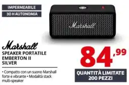 Comet Marshall Speaker Portatile Emberton II Silver offerta