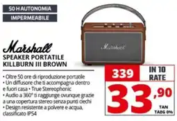 Comet Marshall SPEAKER PORTATILE KILLBURN III BROWN offerta