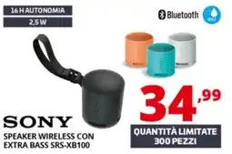Comet SONY SPEAKER WIRELESS CON EXTRA BASS SRS-XB100 offerta