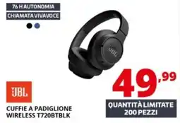Comet JBL CUFFIE A PADIGLIONE WIRELESS T720BTBLK offerta
