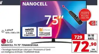 LG NANOCELL TV 75" 75NANO81A6A