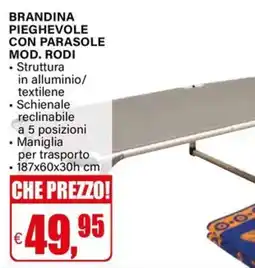 Il Gigante Brandina pieghevole con parasole mod. Rodi offerta