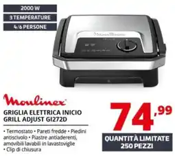Comet Moulinex GRIGLIA ELETTRICA INICIO GRILL ADJUST GI272D offerta