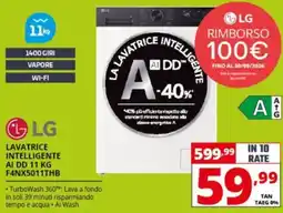 Comet LG LAVATRICE INTELLIGENTE AI DD 11 KG offerta