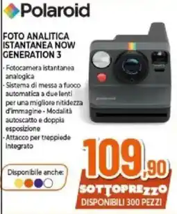 Expert Polaroid FOTO ANALITICA ISTANTANEA NOW GENERATION 3 offerta