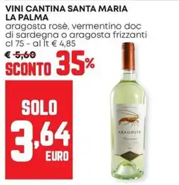 Panorama aragosta rosé, vermentino doc di sardegna o aragosta frizzanti offerta
