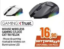 Expert GamingXTrust MOUSE WIRELESS GAMING C/LUCE GXT 110 FELOX offerta