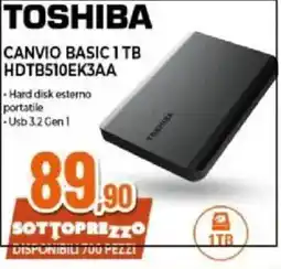 Expert TOSHIBA CANVIO BASIC 1 TB offerta