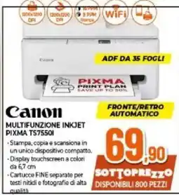 Expert Canon MULTIFUNZIONE INKJET PIXMA TS7550I offerta
