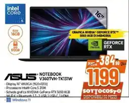 Expert ASUS NOTEBOOK V3607VH-TK131W offerta