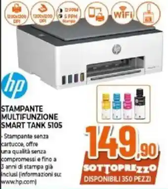 Expert HP STAMPANTE MULTIFUNZIONE SMART TANK 5105 offerta