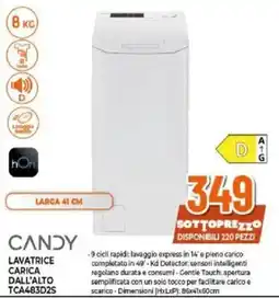 Expert LAVATRICE CARICA DALL'ALTO CANDY offerta
