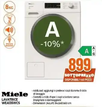 Expert Miele LAVATRICE WEA135WCS offerta