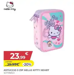 Toys Center ASTUCCIO 3 ZIP HELLO KITTY HEART offerta