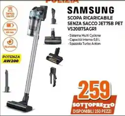 Expert SAMSUNG SCOPA RICARICABILE SENZA SACCO JET75B PET offerta