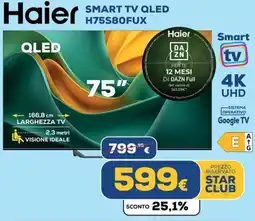 Euronics Haier SMART TV QLED H75S80FUX offerta