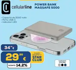 Euronics cellularline POWER BANK MAGSAFE 5000 offerta