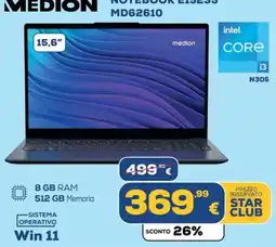 Euronics MEDION NOTEBOOK E15255 MD62610 offerta