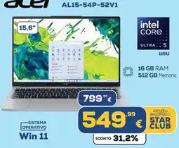 Euronics Acer AL15-54P-52V1 offerta