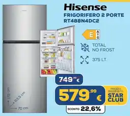 Euronics Hisense FRIGORIFERO 2 PORTE RT488N4DC2 offerta