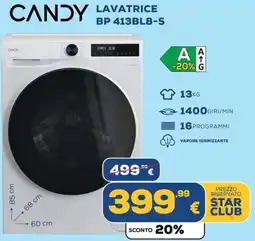 Euronics CANDY LAVATRICE BP 413BL8-S offerta